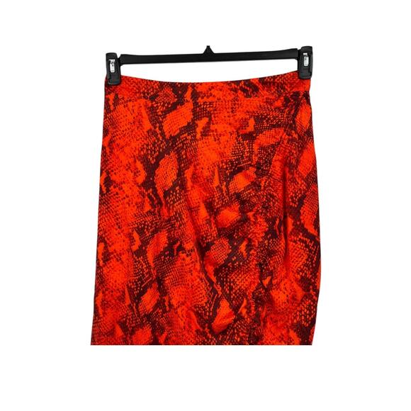 AllSaints skirt Carla Tahoe snake print ruched satin midi size 8 - Picture 3 of 7